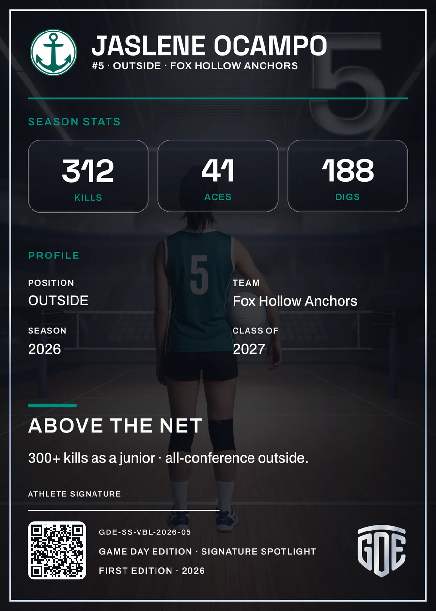 Registered card back — season stats, registered card ID and QR code