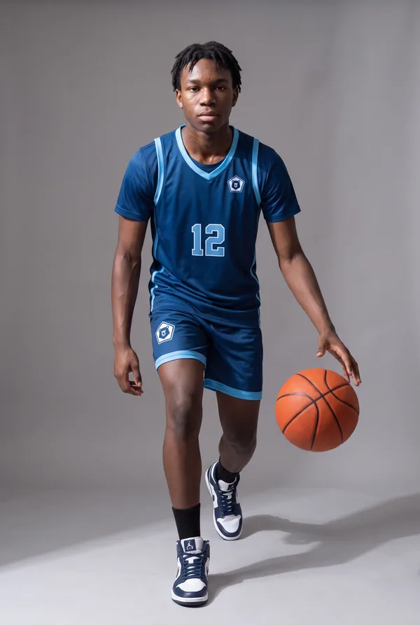 Shot 1 of 4: the main shot of a fictional basketball player, built from the approved reference