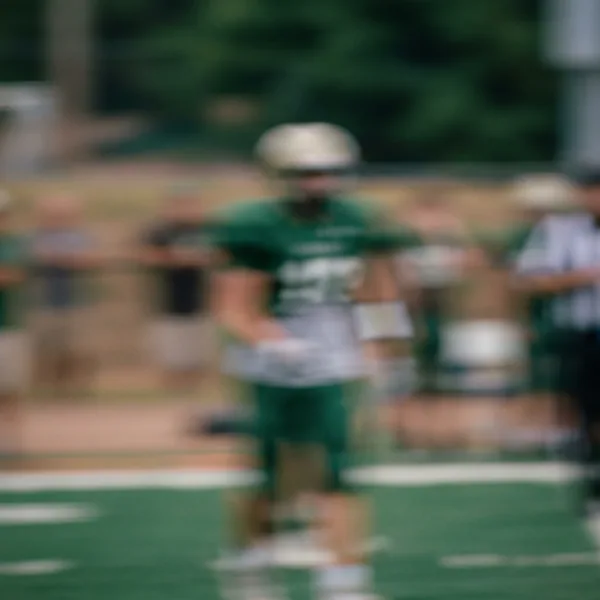 Example of a photo to leave out: a badly blurred phone snapshot of a football player whose face cannot be made out — generated example image, fictional athlete