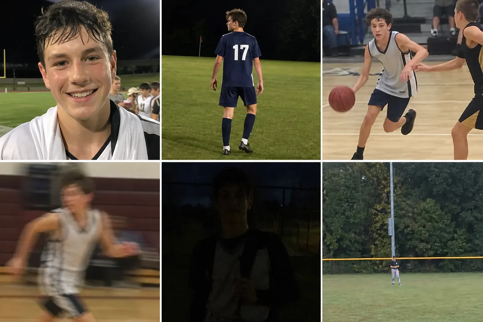 Six example photos in a grid — three that carry the likeness and three that do not; photos generated, fictional athletes