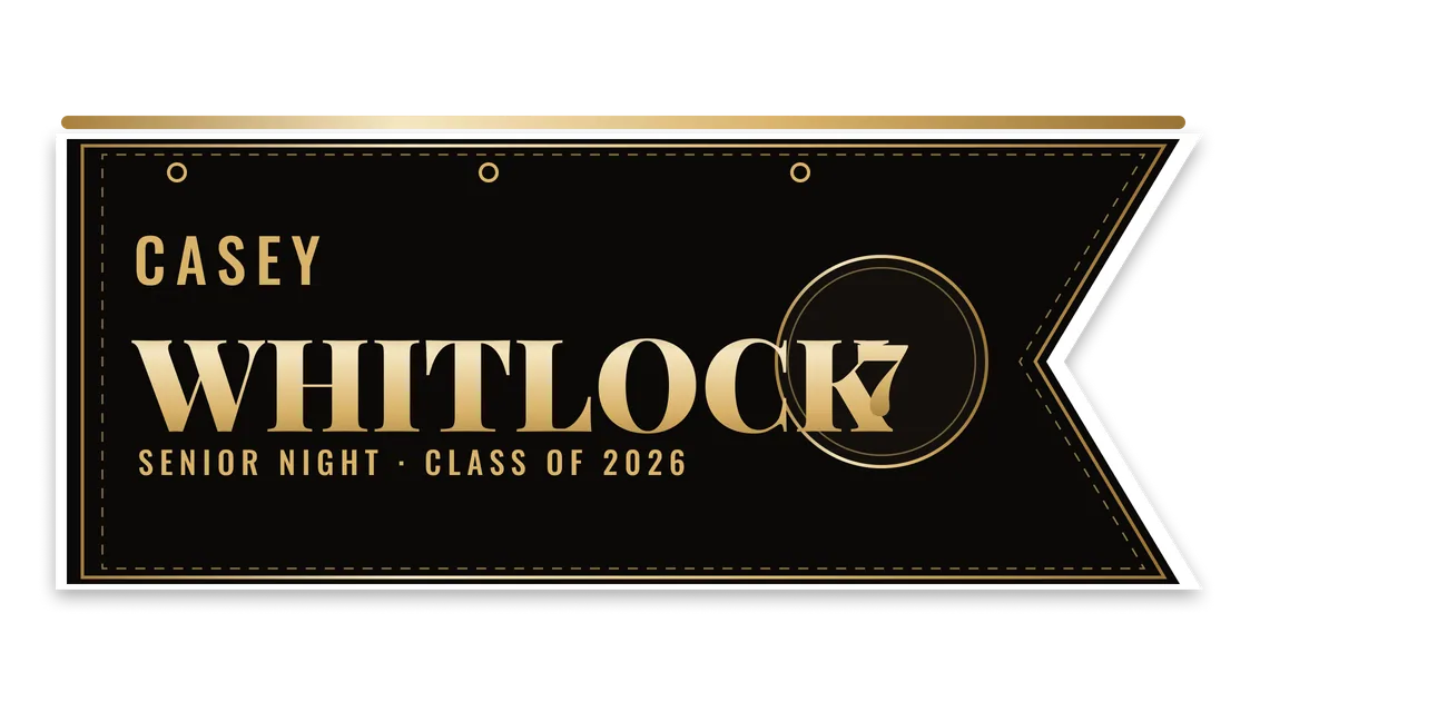 Senior Night edition sticker — example artwork, fictional athlete